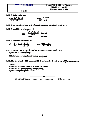 Đề ôn tập học kỳ II môn Toán Lớp 11 - Đề số 13 (Có đáp án)